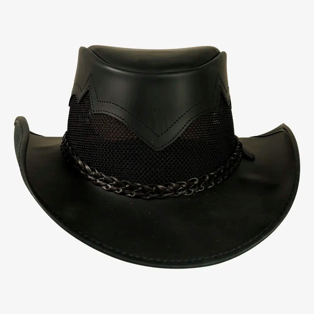 Stampede | Mens Blackstone Cowhide Leather Cowboy Hat with Mesh Sides