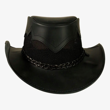 Stampede | Mens Blackstone Cowhide Leather Cowboy Hat with Mesh Sides