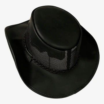 Stampede | Mens Blackstone Cowhide Leather Cowboy Hat with Mesh Sides