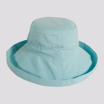 Sunny | Womens Aqua Cotton Wide Brim Sun Bucket Hat