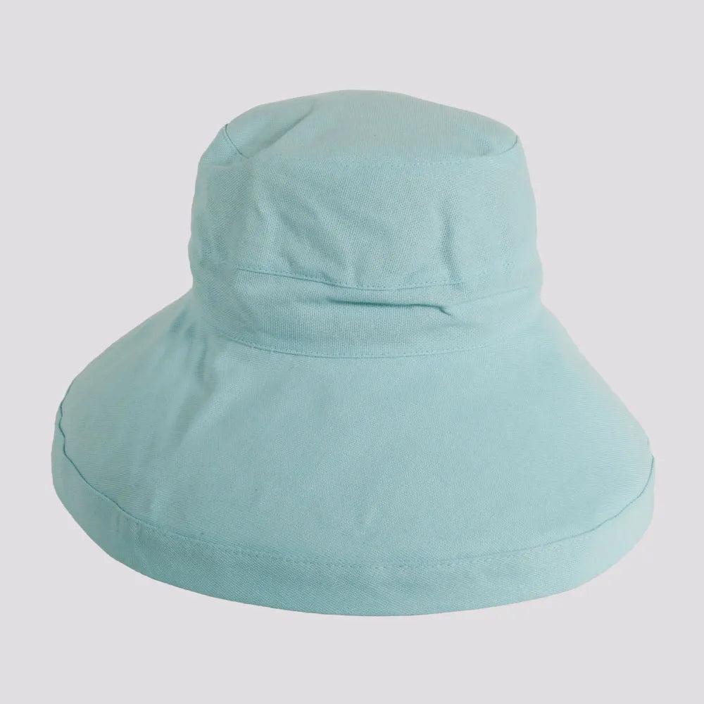 Sunny | Womens Aqua Cotton Wide Brim Sun Bucket Hat
