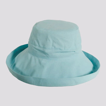 Sunny | Womens Aqua Cotton Wide Brim Sun Bucket Hat