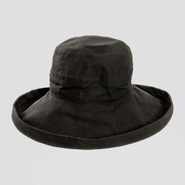 Sunny | Womens Black Cotton Wide Brim Sun Bucket Hat