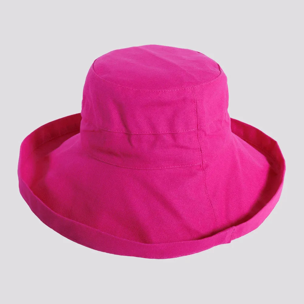 Sunny | Womens Fuchsia Cotton Wide Brim Sun Bucket Hat