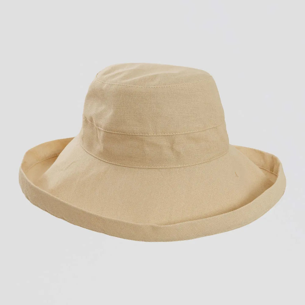 Sunny | Womens Natural Cotton Wide Brim Sun Bucket Hat