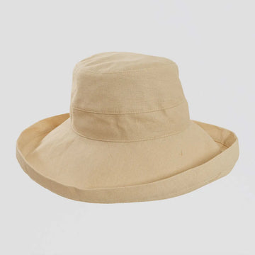 Beige bucket hat on a light gray background
