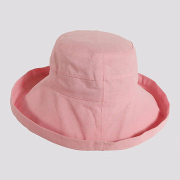 Sunny | Womens Pink Cotton Wide Brim Sun Bucket Hat