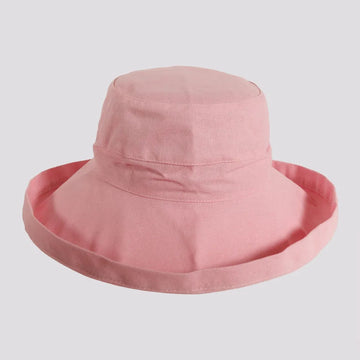 Sunny | Womens Pink Cotton Wide Brim Sun Bucket Hat