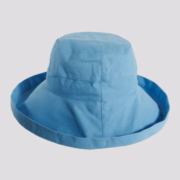Sunny | Womens Sky Cotton Wide Brim Sun Bucket Hat