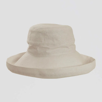 Beige bucket hat on a light gray background