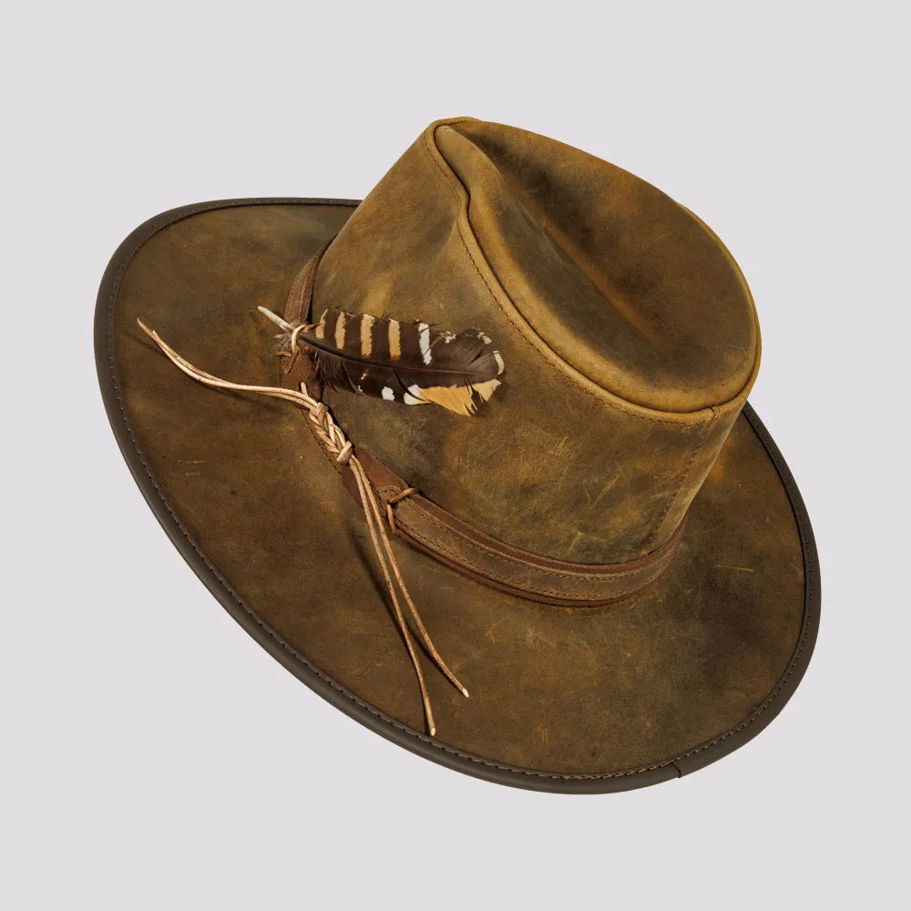 Tate | Mens Burnt Honey Genuine Leather Cowboy Hat