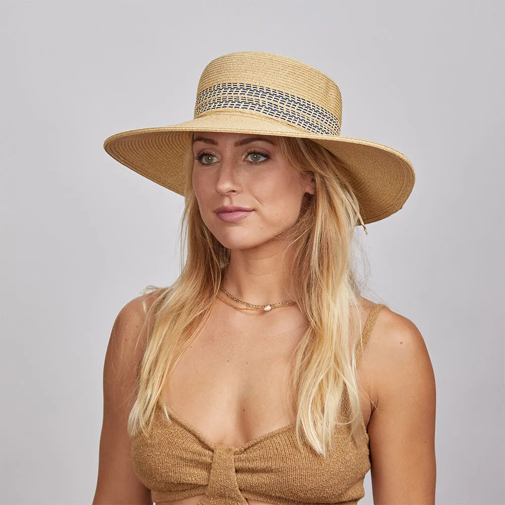 Victoria | Womens Natural Wide Brim Straw Sun Hat