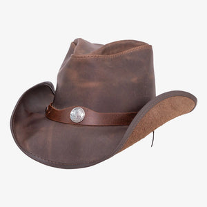 Western | Mens Chocolate Leather Cowboy Hat