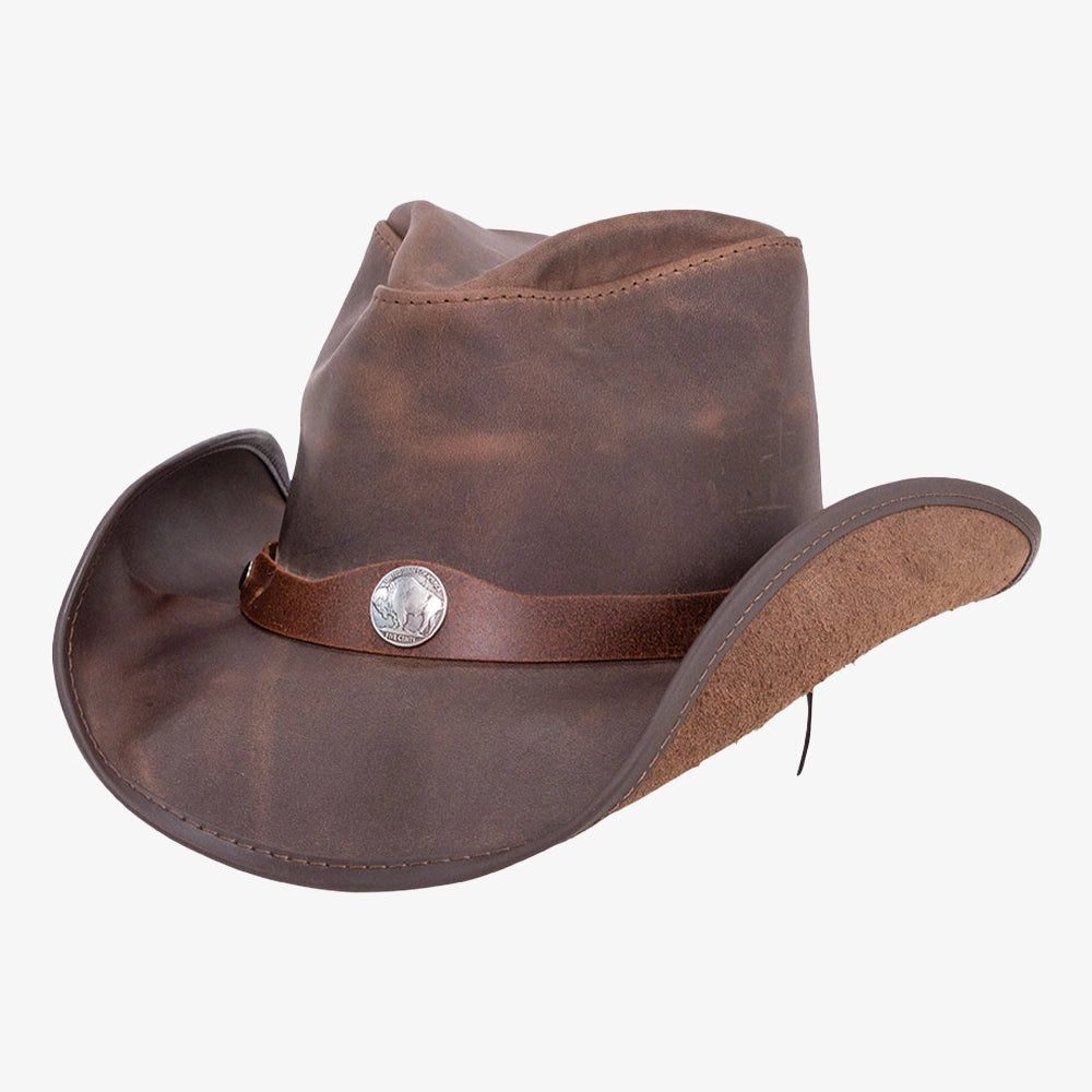 Western | Mens Chocolate Leather Cowboy Hat