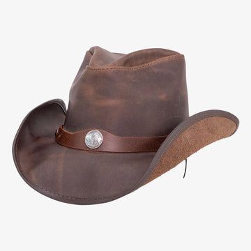 Western | Mens Chocolate Leather Cowboy Hat