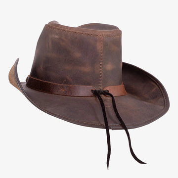 Western | Mens Chocolate Leather Cowboy Hat