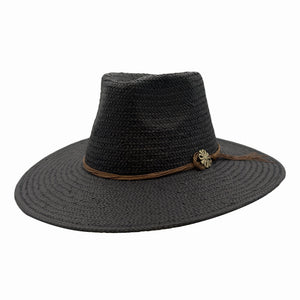 Zanzibar | Mens Black Straw Panama Safari Sun Hat