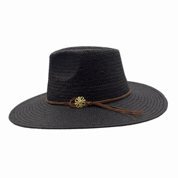 Zanzibar | Mens Black Straw Panama Safari Sun Hat