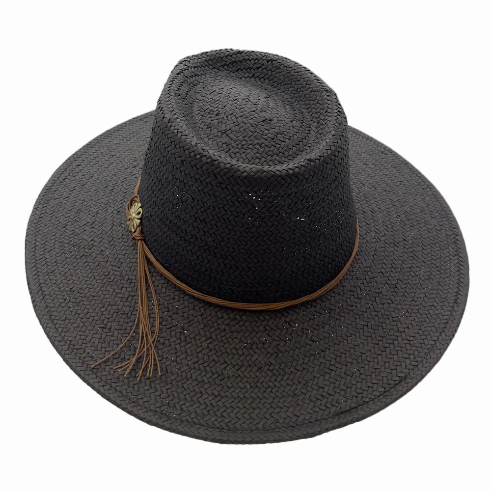 Zanzibar | Mens Black Straw Panama Safari Sun Hat
