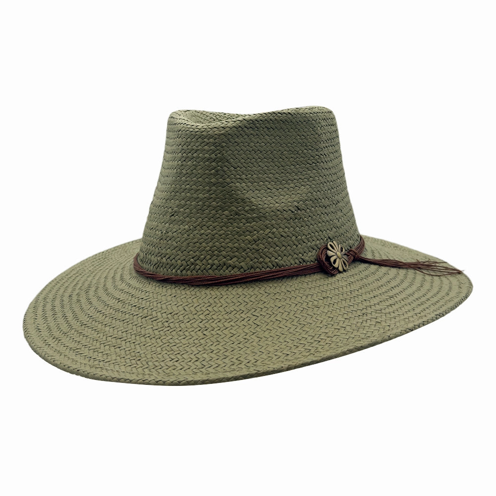 Zanzibar | Womens Olive Straw Panama Safari Sun Hat