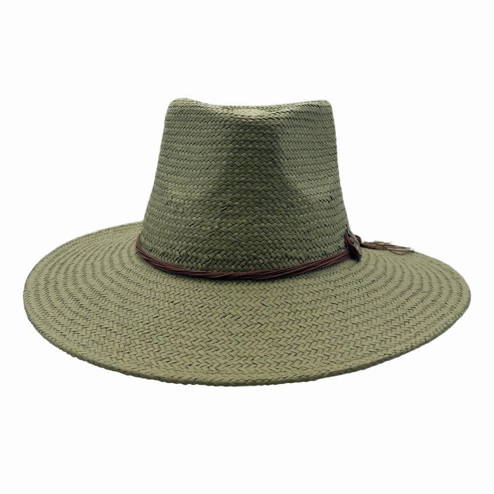 Zanzibar | Womens Olive Straw Panama Safari Sun Hat