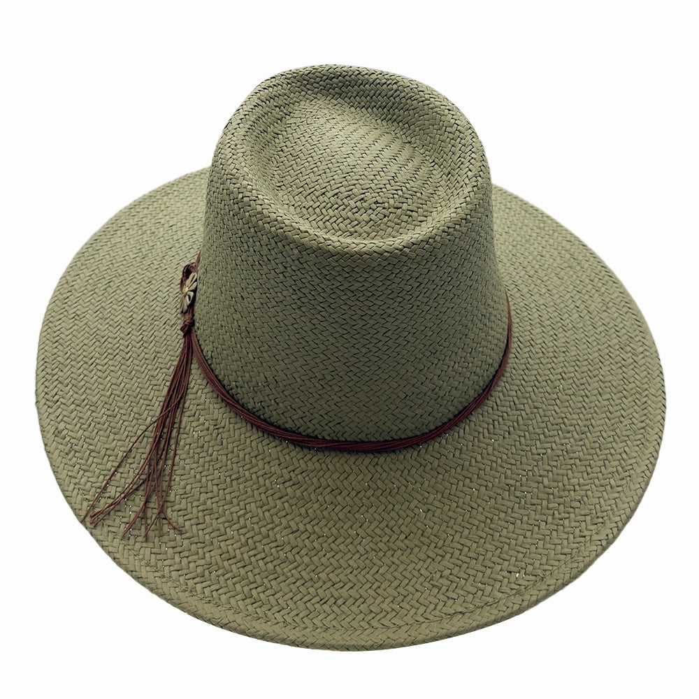 Zanzibar | Womens Olive Straw Panama Safari Sun Hat