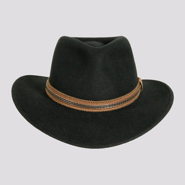 Zion | Womens Black Crushable Wool Felt Outback Hat