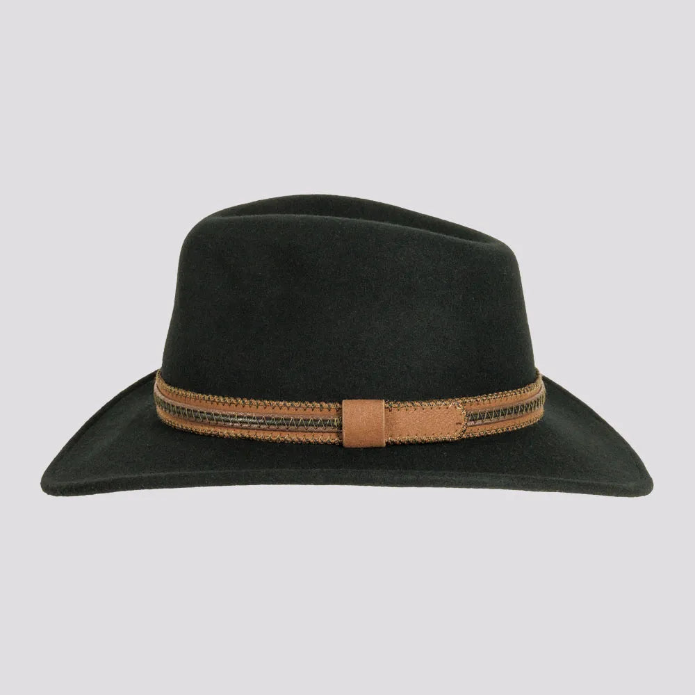Zion | Womens Black Crushable Wool Felt Outback Hat