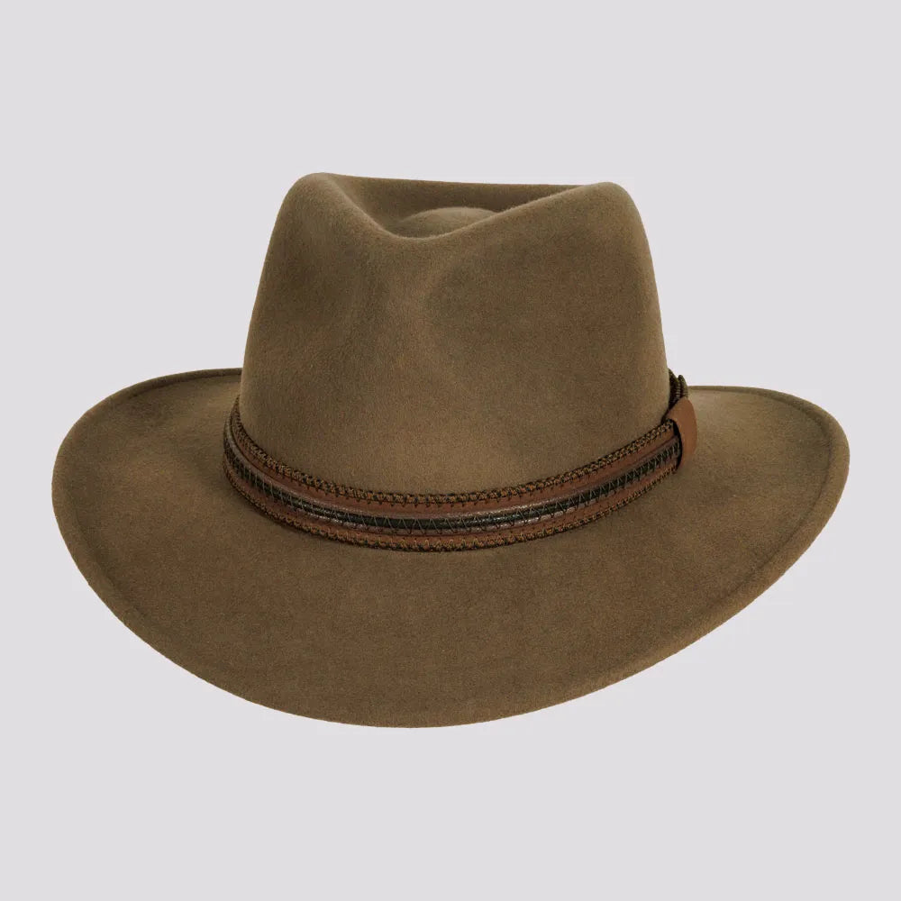 Zion | Womens Khaki Crushable Wool Felt Outback Hat