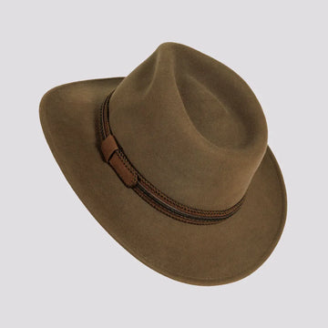 Zion | Womens Khaki Crushable Wool Felt Outback Hat
