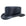 A black faux-leather cowboy hat with a structured crown and a wide, slightly curved brim, shown from a three-quarters angle on a white background.