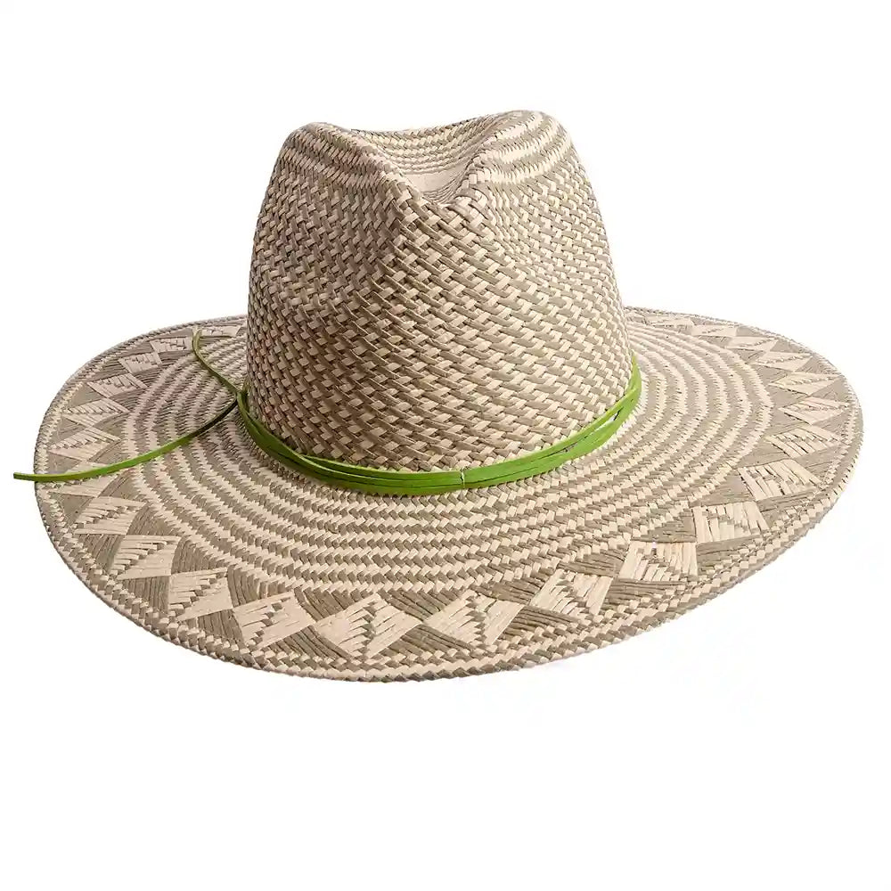 Eppie | Mens Natural & Green Two Tone Toyo Straw Sun Hat