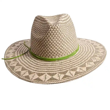 Eppie | Mens Natural & Green Two Tone Toyo Straw Sun Hat