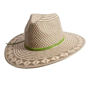 Eppie | Womens Natural & Green Two Tone Toyo Straw Sun Hat