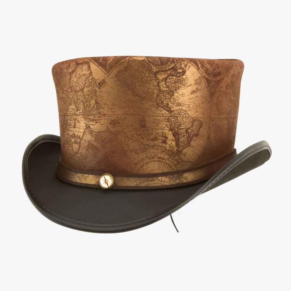 hAtlas | Womens Black Genuine Leather Top Hat