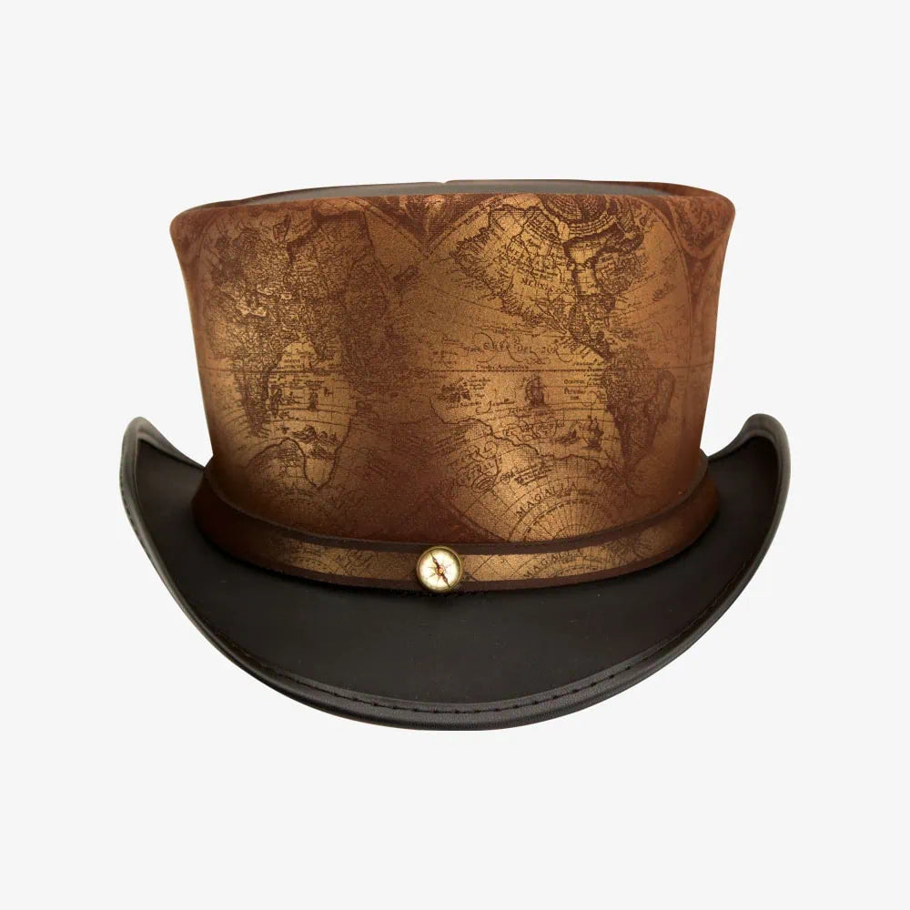 hAtlas | Womens Black Genuine Leather Top Hat