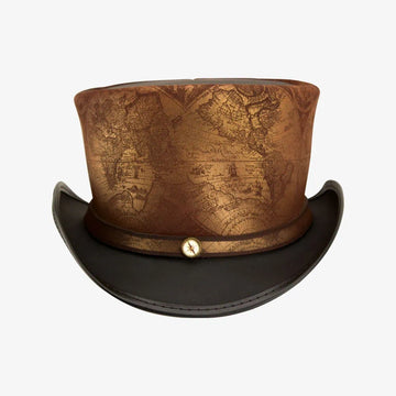 hAtlas | Womens Black Genuine Leather Top Hat
