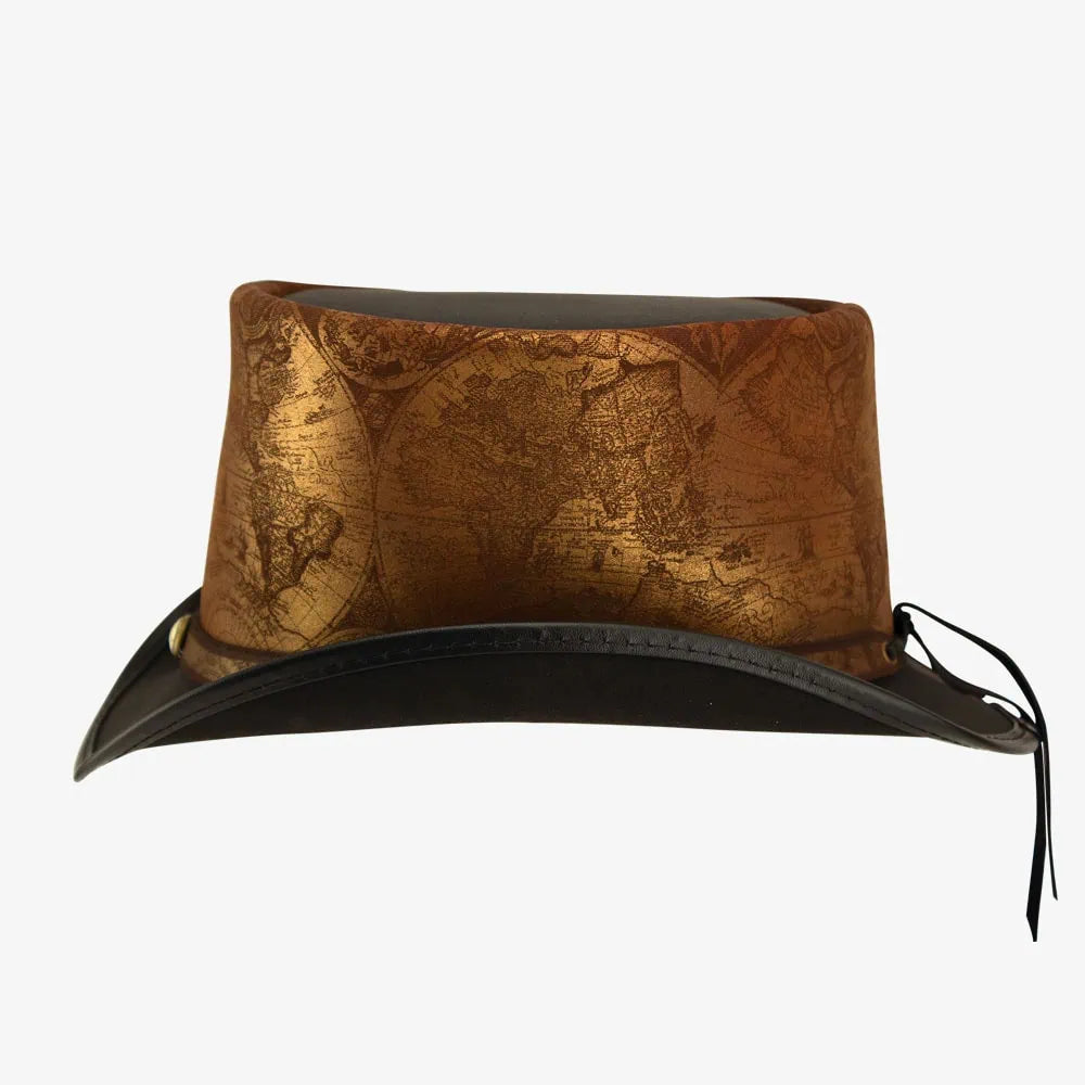 hAtlas | Womens Black Genuine Leather Top Hat