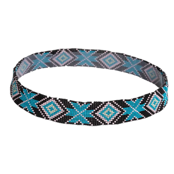 Sadie blue and black beaded hat band for hats
